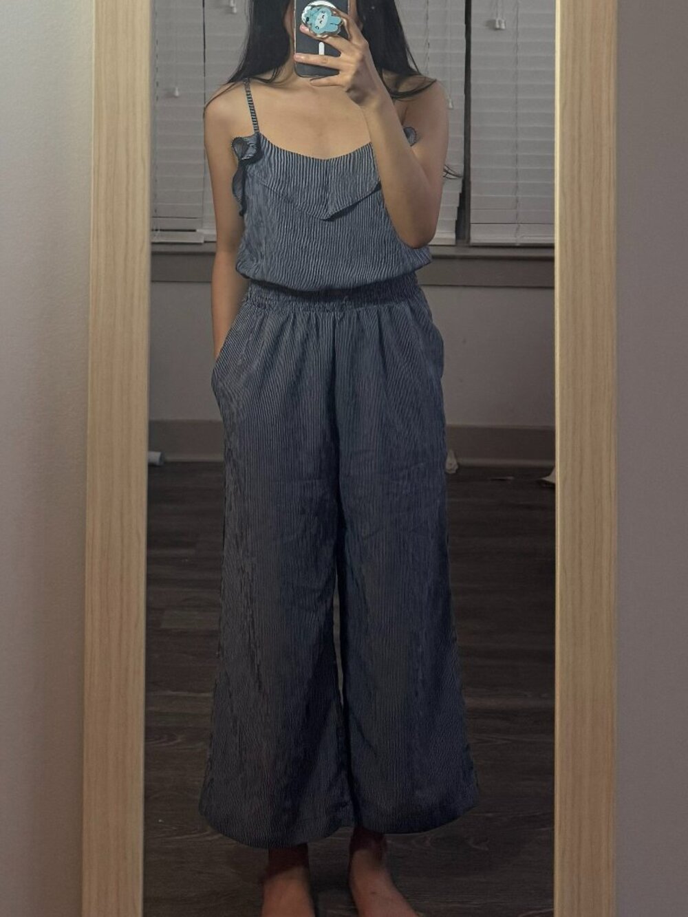 Blue and White Striped Jumpsuit